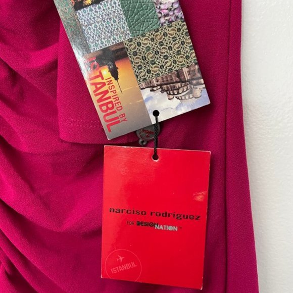 New Narciso Rodriguez DesigNation Ruched Front V-Neck Knit Top Pink Size Medium - Picture 9 of 12